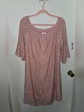 OURS Dusty Rose Lace Midi Dress